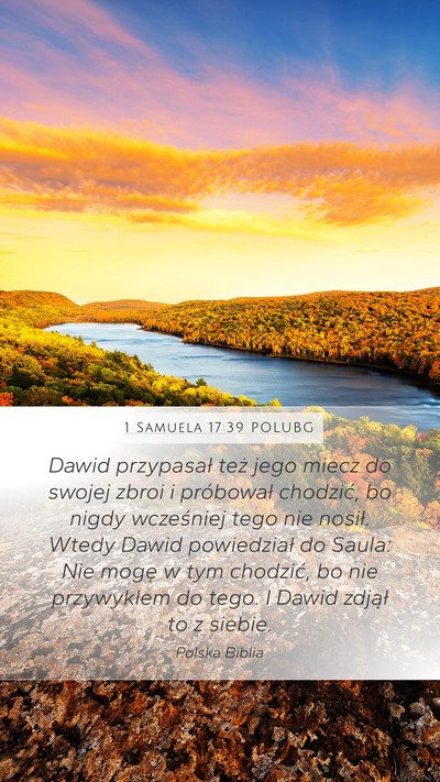 1 Samuela 17:39 POLUBG Mobile Phone Wallpaper - Dawid przypasał też jego miecz do swojej zbroi - Mobile Bible Verse Wallpaper