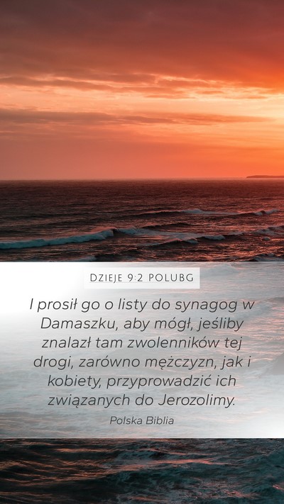 Dzieje 9:2 POLUBG Bible Verse Image