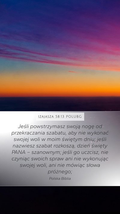 Izajasza 58:13 POLUBG Bible Verse Image