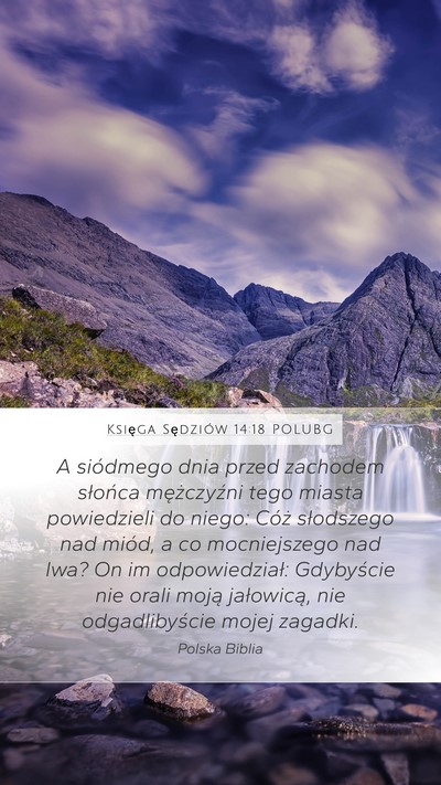 Księga Sędziów 14:18 POLUBG Mobile Phone Wallpaper - A siódmego dnia przed zachodem słońca - Mobile Bible Verse Wallpaper