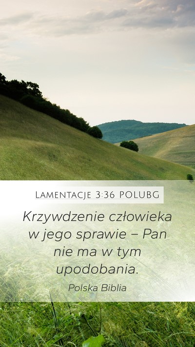 Lamentacje 3:36 POLUBG Mobile Phone Wallpaper - Krzywdzenie człowieka w jego sprawie – Pan nie - Mobile Bible Verse Wallpaper