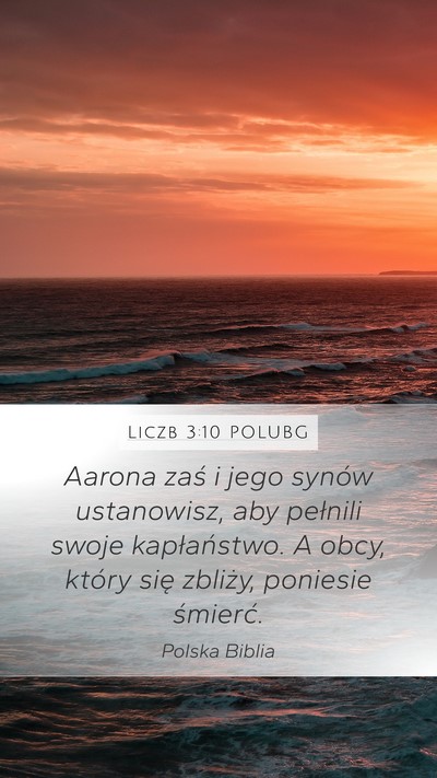 Liczb 3:10 POLUBG Mobile Phone Wallpaper - Aarona zaś i jego synów ustanowisz, aby - Mobile Bible Verse Wallpaper