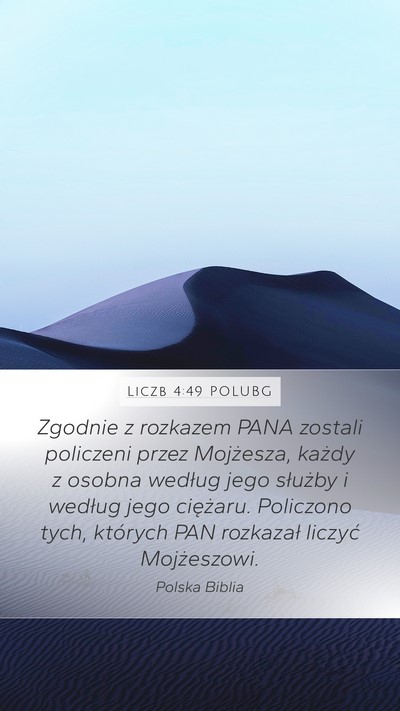 Liczb 4:49 POLUBG Mobile Phone Wallpaper - Zgodnie z rozkazem PANA zostali policzeni przez - Mobile Bible Verse Wallpaper