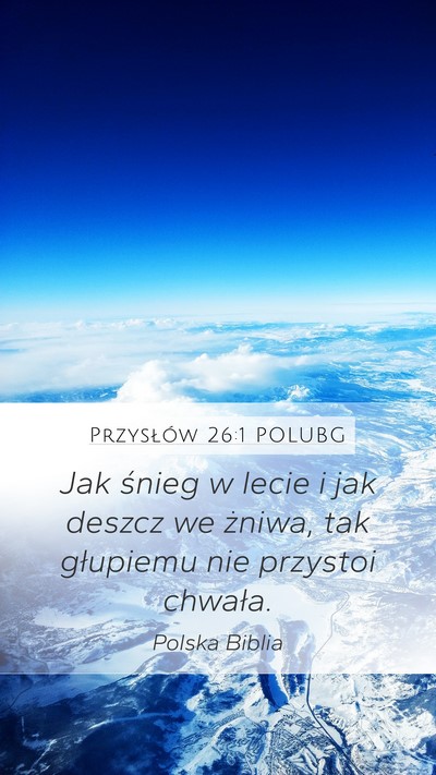 Przysłów 26:1 POLUBG Mobile Phone Wallpaper - Jak śnieg w lecie i jak deszcz we żniwa, tak - Mobile Bible Verse Wallpaper